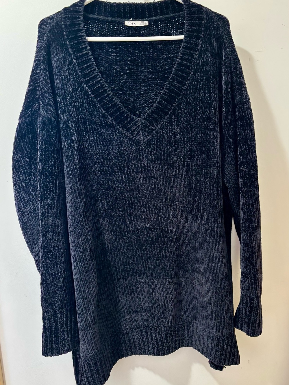 Dex Women’s Black Chenille V-Neck Sweater